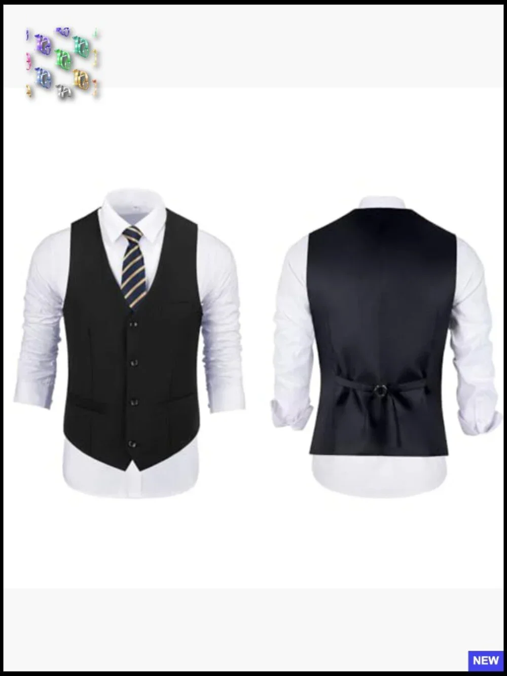 Slim Fit Suit Set with Vest and Tie Modern Formal Business Wear
